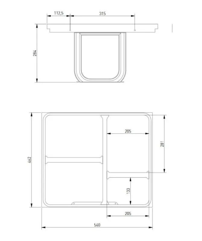 Garbi Basket B-60-4-H système de tri des déchets pour tiroir 60cm incl. support et 4 bacs à déchets 1208957472
