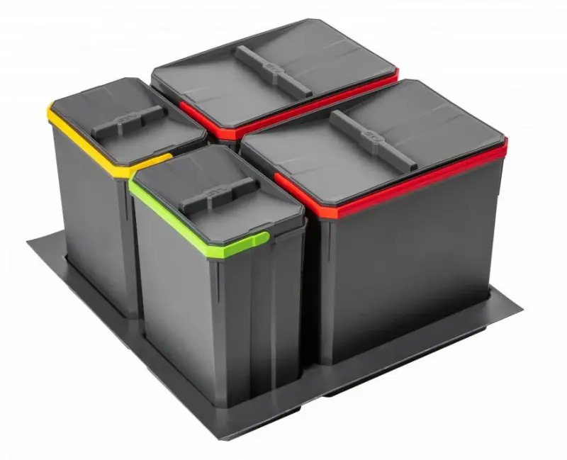 Garbi Basket B-60-4 système de tri des déchets pour tiroir 60cm incl. support et 4 poubelles 1208957475