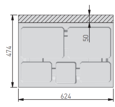 Garbi Basket B-70-4 système de tri des déchets pour tiroir 70cm incl. support et 4 bacs à déchets 1208957476