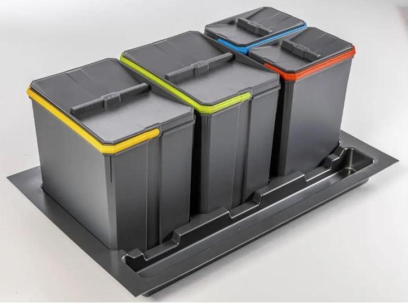 Garbi Basket B-80-4 système de tri des déchets pour tiroir 80cm incl. support et 4 bacs à déchets 1208957477