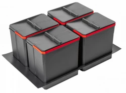 Garbi Basket B-80-4-G système de tri des déchets pour tiroir 80cm incl. support et 4 bacs à déchets de 15 litres 1208957478