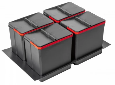 Garbi Basket B-80-4-G système de tri des déchets pour tiroir 80cm incl. support et 4 bacs à déchets de 15 litres 1208957478