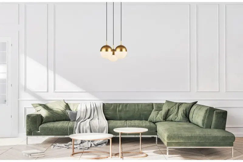 Décor Abies lampe suspendue moderne en laiton doré avec abat-jour rond en métal 7597