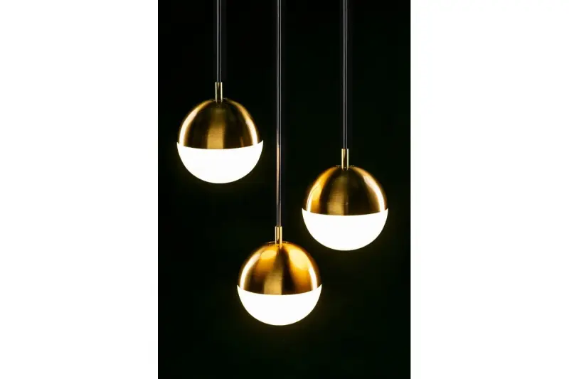 Décor Abies lampe suspendue moderne en laiton doré avec abat-jour rond en métal 7597