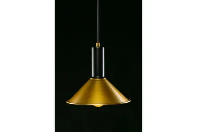 Decor Prive Lampe à suspension moderne en laiton Or en forme de cône 7610