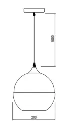 Decor Lender Lampe moderne à suspension en métal et verre largeur 200 mm 8389