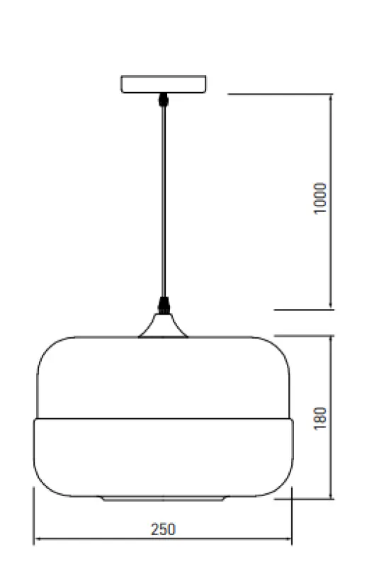 Decor Lender Lampe à suspension moderne en métal et verre largeur 250 mm 8433