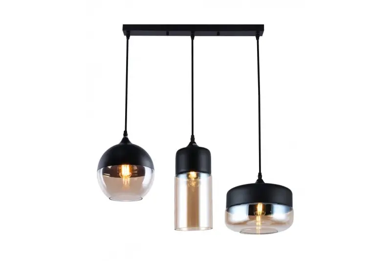 Decor Lender Lampe à suspension moderne en métal et verre avec 3 ampoules 9270