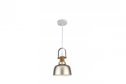 Décor Zenit Lampe à suspension beige en forme de dôme en métal avec finition métallique 4871