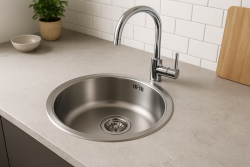 Franke Rondo ROX 210.38 évier rond en acier inoxydable 43.9cm à montage à fleur, sous plan et en surface 127.0688.778