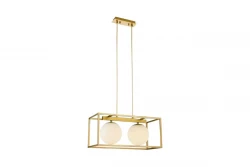 Decor Avelin Lampe à suspension avec cadre rectangulaire doré largeur 45 cm 2232