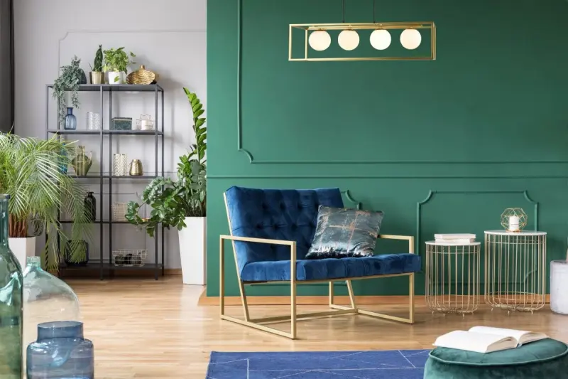 Decor Avelin Lampe à suspension avec cadre rectangulaire doré largeur 80 cm 2287