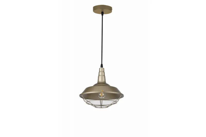 Decor Solen Lampe à suspension en forme industrielle avec grille dorée diamètre 26,5 cm 2362