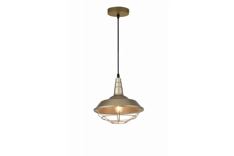 Decor Solen Lampe à suspension en forme industrielle avec grille dorée diamètre 26,5 cm 2362