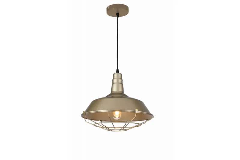 Decor Solen Lampe à suspension en forme industrielle avec grille dorée diamètre 36,5 cm 3703
