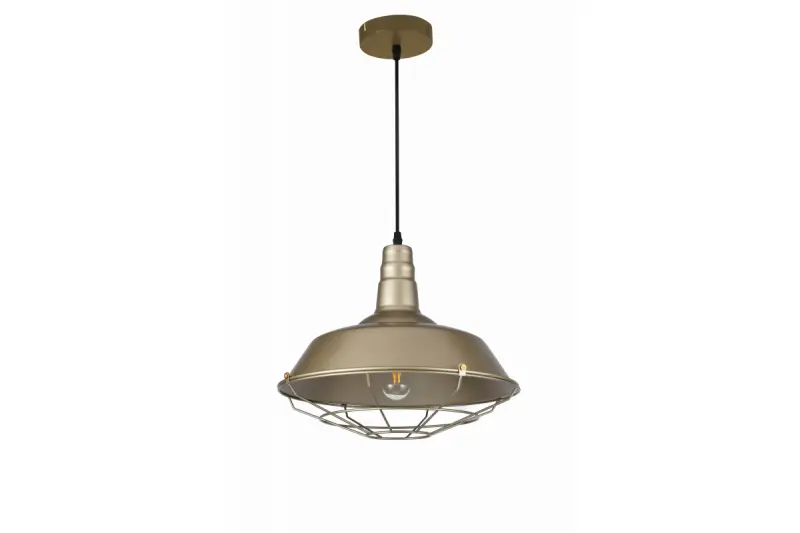 Decor Solen Lampe à suspension en forme industrielle avec grille dorée diamètre 36,5 cm 3703