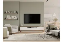 Décor Margus Lampe à suspension en métal blanc mat avec ajout de bois 3086