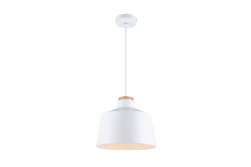 Décor Margus Lampe à suspension en métal blanc mat avec ajout de bois 3086