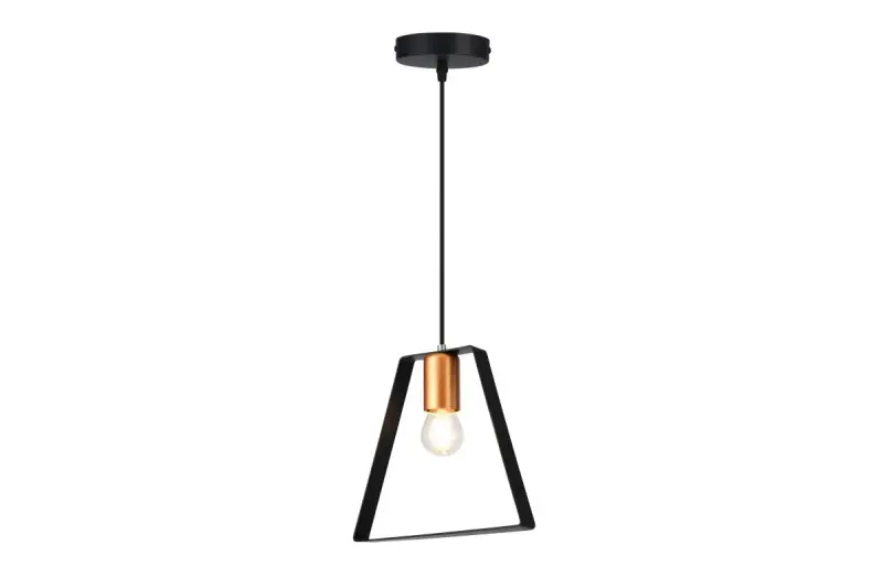 Decor Oxalis Lampe à suspension avec cadre en métal noir de forme géométrique diamètre 22 cm 3161
