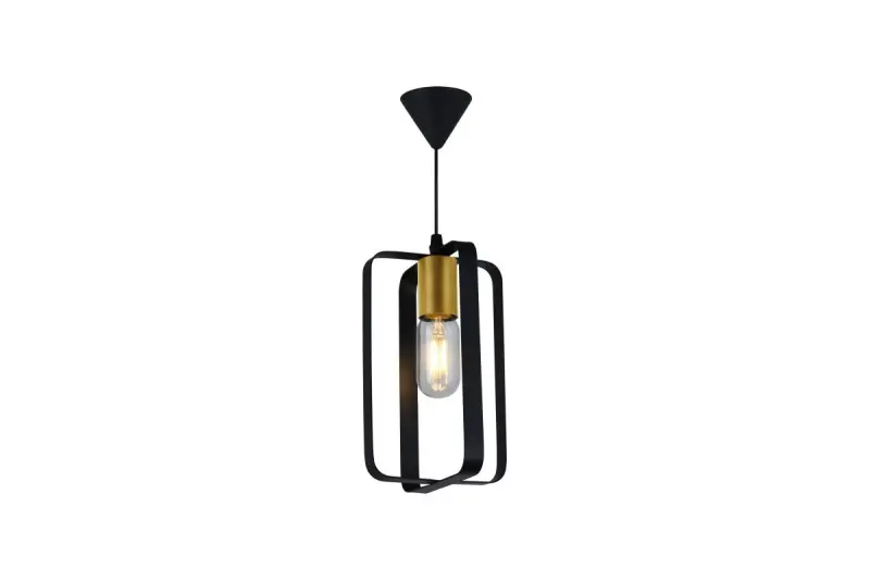 Decor Oxalis Lampe à suspension avec cadre en métal noir de forme géométrique diamètre 13 cm 3185
