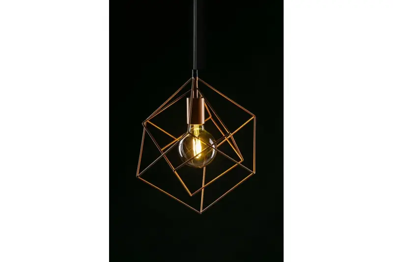 Decor Rosa Lampe à suspension géométrique composée de 2 cubes en laiton Or 3376