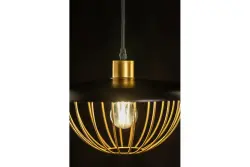 Decor Tulip Lampe à suspension moderne avec bord en métal noir et cage filaire dorée 3444