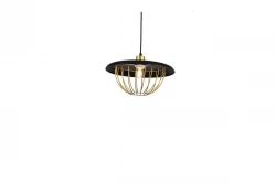 Decor Tulip Lampe à suspension moderne avec bord en métal noir et cage filaire dorée 3444