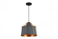 Decor Goa Lampe à suspension Grise avec cadre doré décoratif 3550