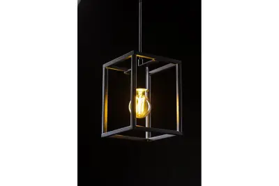 Décor Diu Lampe à suspension géométrique noire 1 ampoule largeur 15 cm 3598