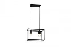 Decor Diu Lampe à suspension géométrique noire avec 2 ampoules largeur 30 cm 3628