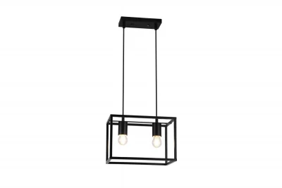 Decor Diu Lampe à suspension géométrique noire avec 2 ampoules largeur 30 cm 3628