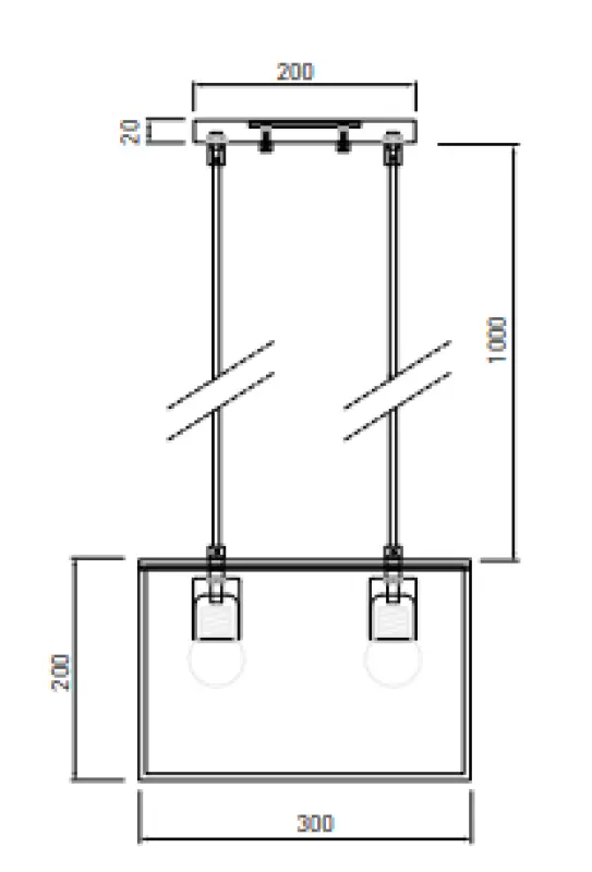 Decor Diu Lampe à suspension géométrique noire avec 2 ampoules largeur 30 cm 3628