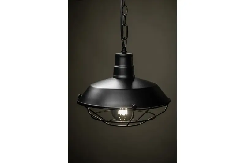 Décor Lars Lampe à suspension noire avec grille industrielle noire diamètre 26 cm 2233