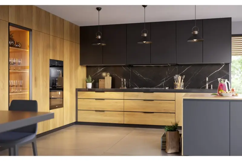 Decor Mees Lampe à suspension en métal noir avec abat-jour de forme attachée en pétrole 2363