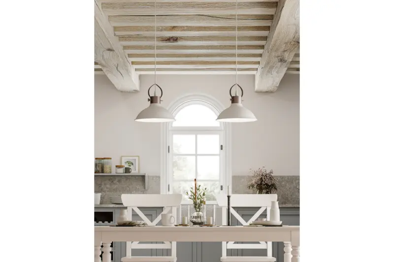 Decor Mees Lampe à suspension en métal blanc avec fixation de l'abat-jour de type lampe à pétrole 2332