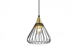 Decor Tess Lampe à suspension conique en métal noir et doré 2394