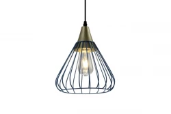 Decor Tess Lampe à suspension filaire conique en métal bleu 2578