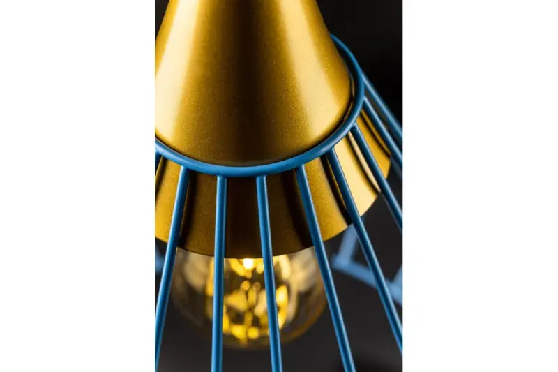 Decor Tess Lampe à suspension filaire conique en métal bleu 2578