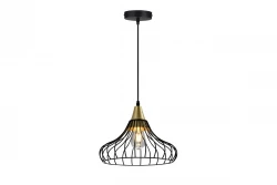 Decor Lotte Lampe à suspension conique noire en fil de fer vintage 2622