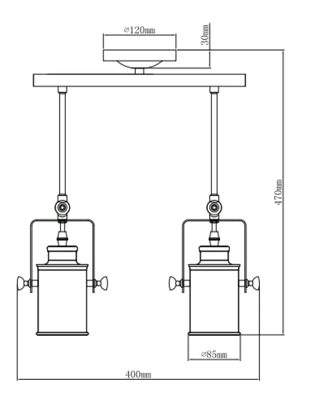 Décor Demir Lampe à suspension Noire avec 2 ampoules 3994