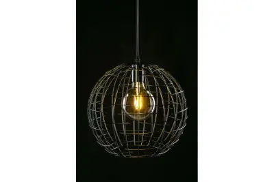 Decor Viela lampe à suspension en fil métallique noir et or, forme sphérique, diamètre 35 cm 6996
