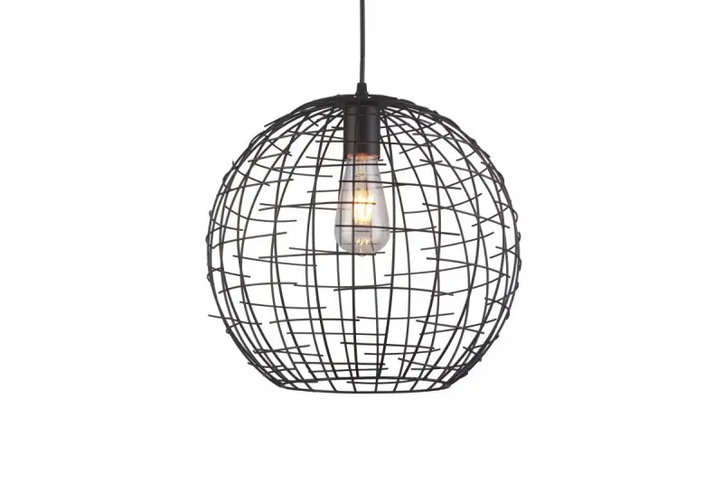 Decor Viela lampe à suspension en fil métallique noir et or, forme sphérique, diamètre 35 cm 6996