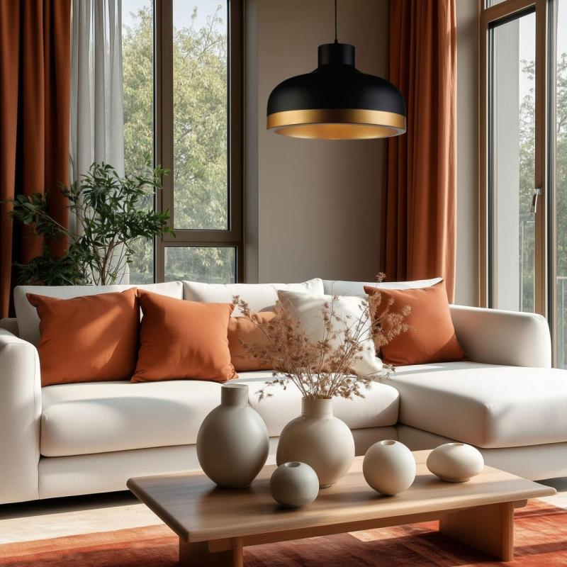 Décor Goldi Noir Or Lampe à suspension moderne diamètre 42 cm 4113