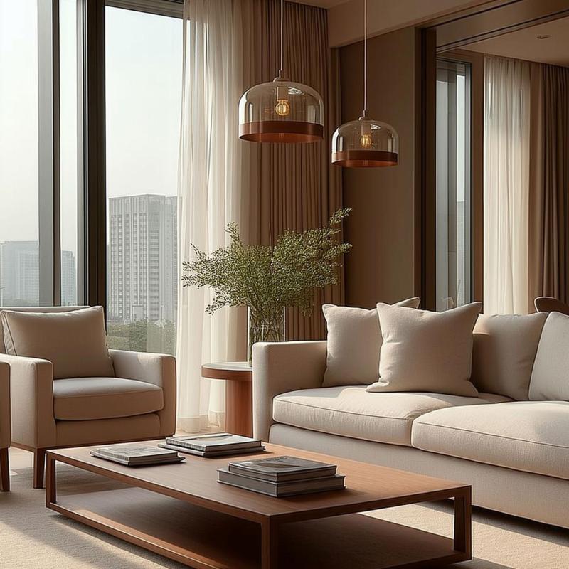 Decor Lati Lampe à suspension cylindrique de couleur ambre verre diamètre 23,5 cm 7146