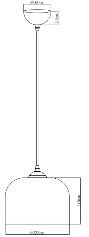 Decor Lati Lampe à suspension cylindrique de couleur ambre verre diamètre 23,5 cm 7146