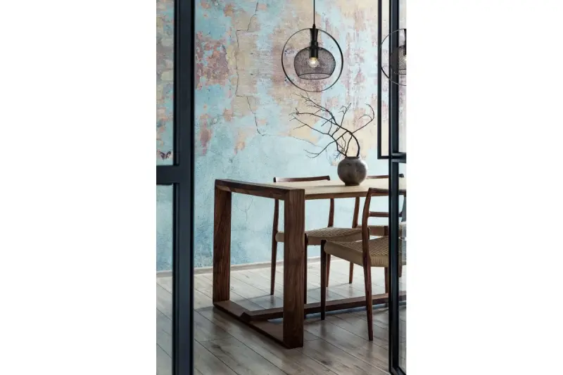 Decor Xalis Lampe à suspension abat-jour filaire noir avec bord métallique diamètre 19,5 cm 7214