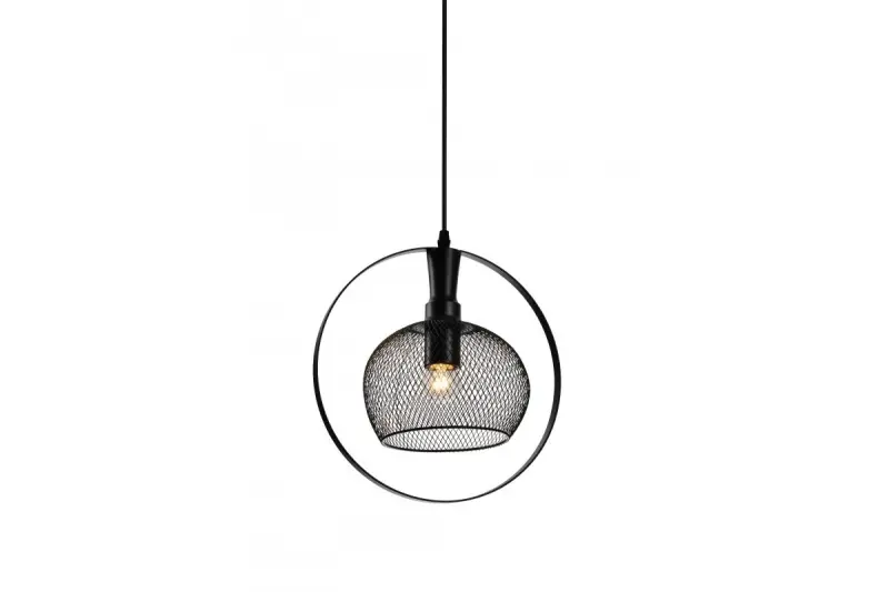 Decor Xalis Lampe à suspension abat-jour filaire noir avec bord métallique diamètre 19,5 cm 7214
