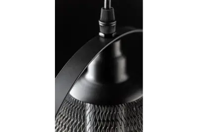 Décor Xalis Lampe à suspension abat-jour filaire noir avec bord métallique diamètre 18,5 cm 7320
