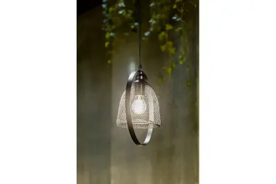 Décor Xalis Lampe à suspension abat-jour filaire noir avec bord métallique diamètre 18,5 cm 7320