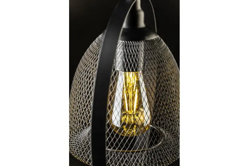 Décor Xalis Lampe à suspension abat-jour filaire noir avec bord métallique diamètre 18,5 cm 7320